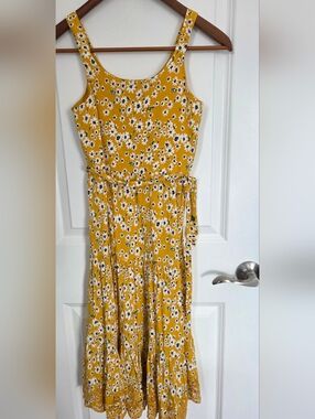Chenault Mustard Yellow Floral Tiered Sundress Girls Medium/10